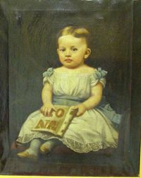 American School, 19th/20th century Little Girl with Alphabet Book